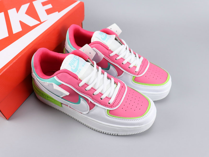 WMNS Nike Air Force 1 Shadow Pink White Green Shoes - Click Image to Close